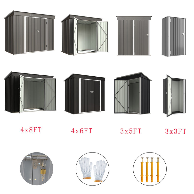 BIRCHTREE Garden Shed Metal Pent Roof