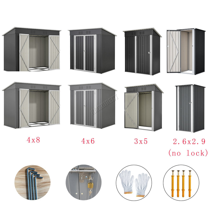 BIRCHTREE Garden Shed Metal Pent Roof