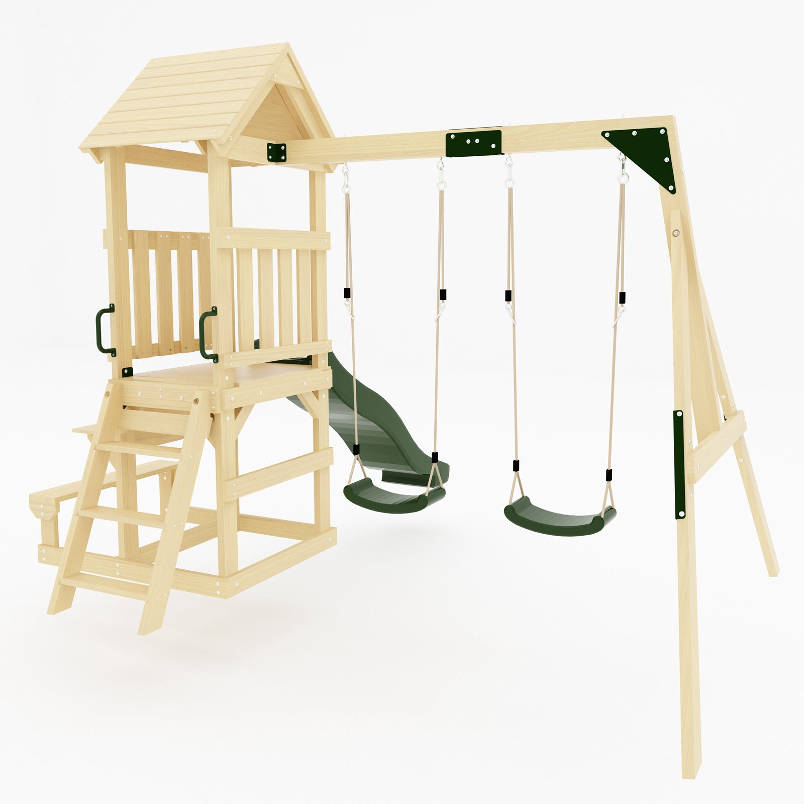 GALACTICA Outdoor Wooden Swing and Slide Set GC-SSS02 – KMS Brands