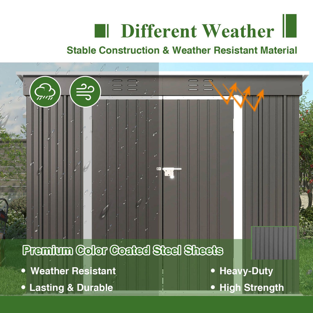BIRCHTREE Garden Shed Metal Pent Roof