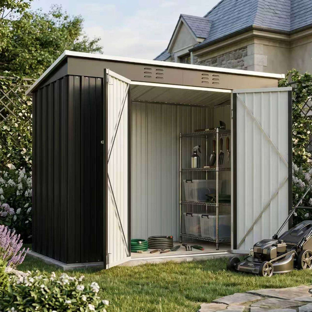 BIRCHTREE Garden Shed Metal Pent Roof