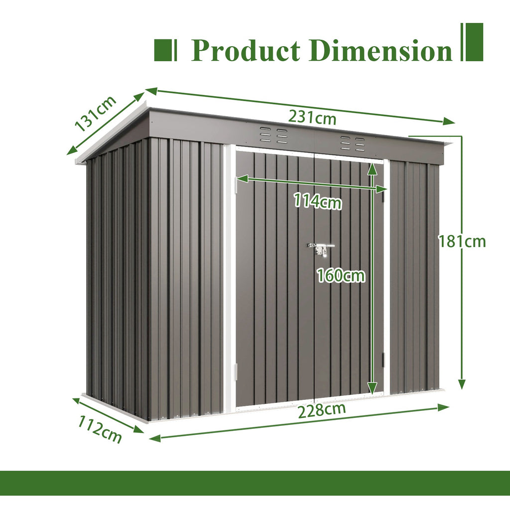BIRCHTREE Garden Shed Metal Pent Roof
