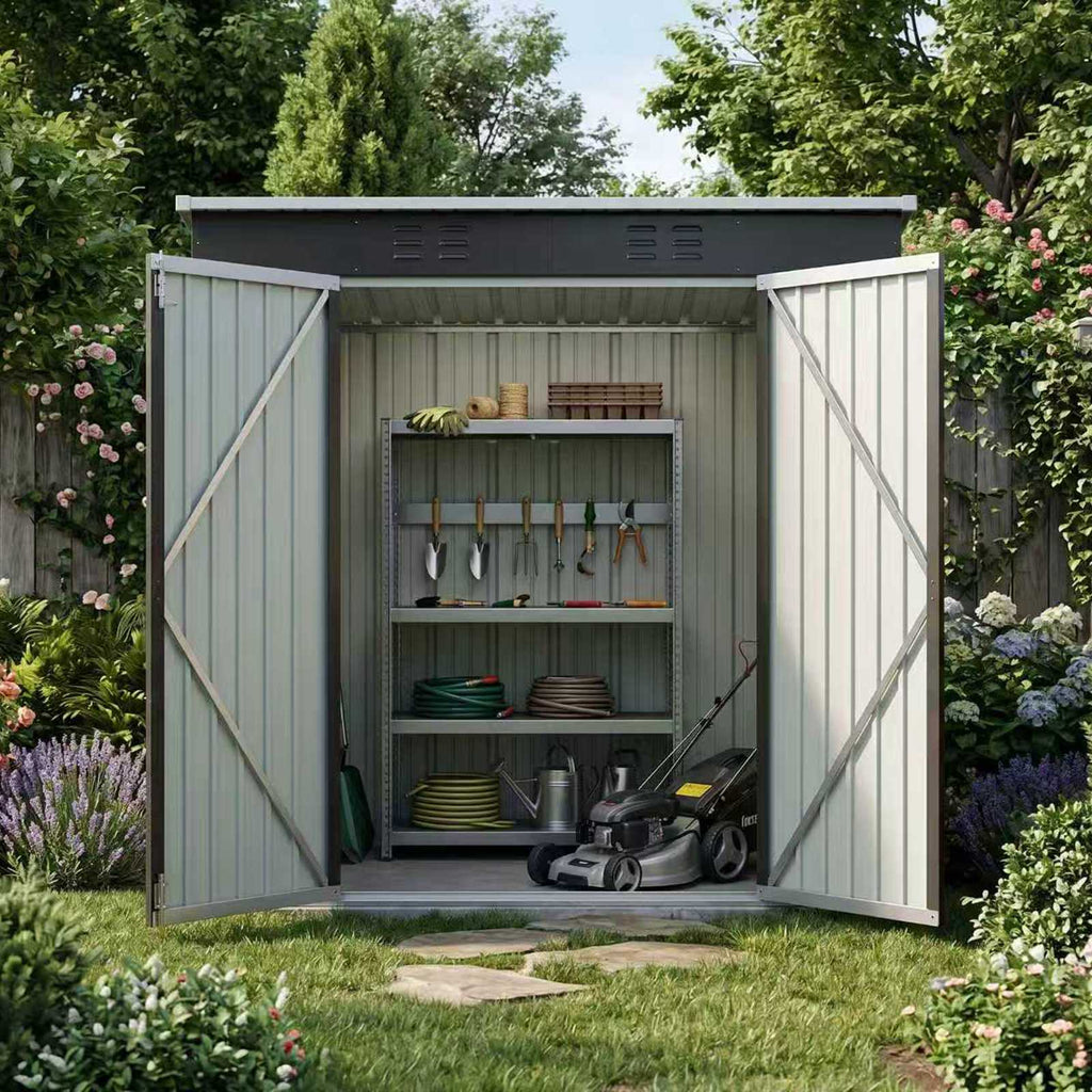 BIRCHTREE Garden Shed Metal Pent Roof