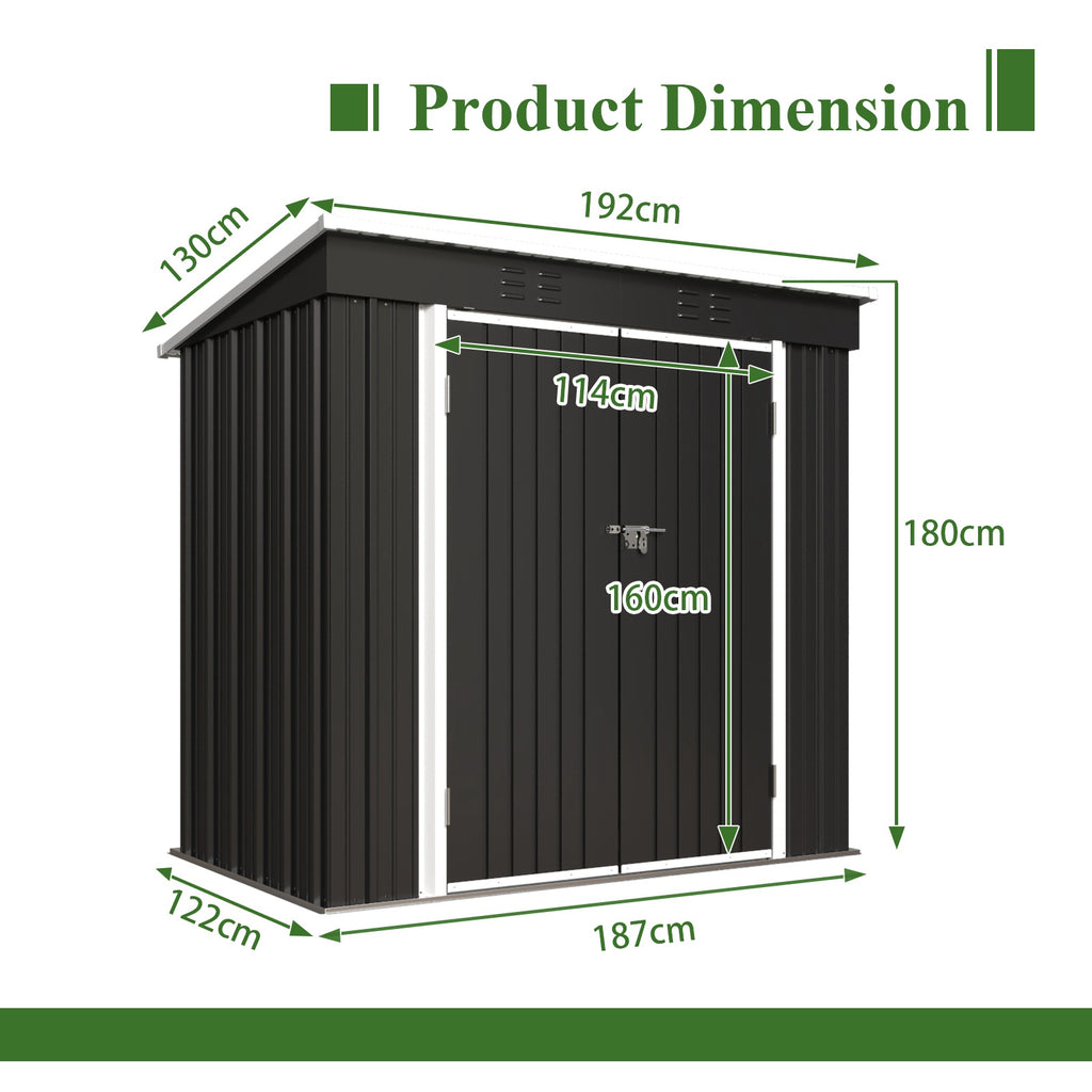 BIRCHTREE Garden Shed Metal Pent Roof