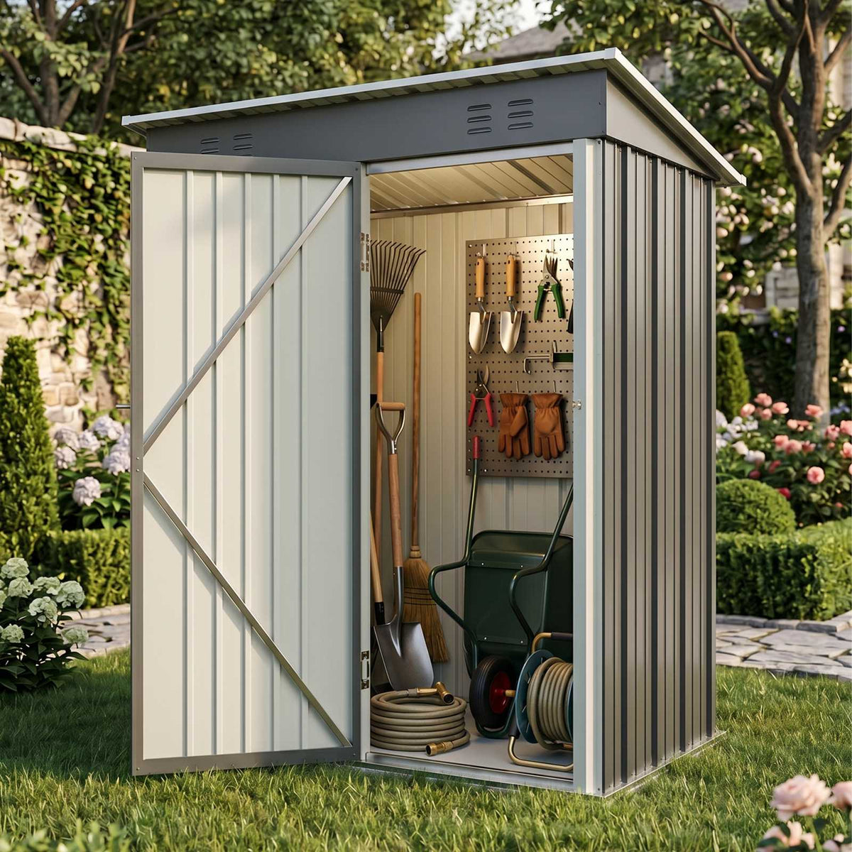 BIRCHTREE Garden Shed Metal Pent Roof