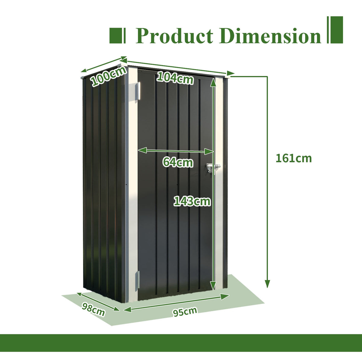 BIRCHTREE Garden Shed Metal Pent Roof