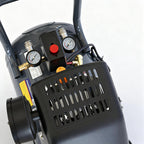 Close-up of a 50L air compressor pressure washer with control panel on a white background