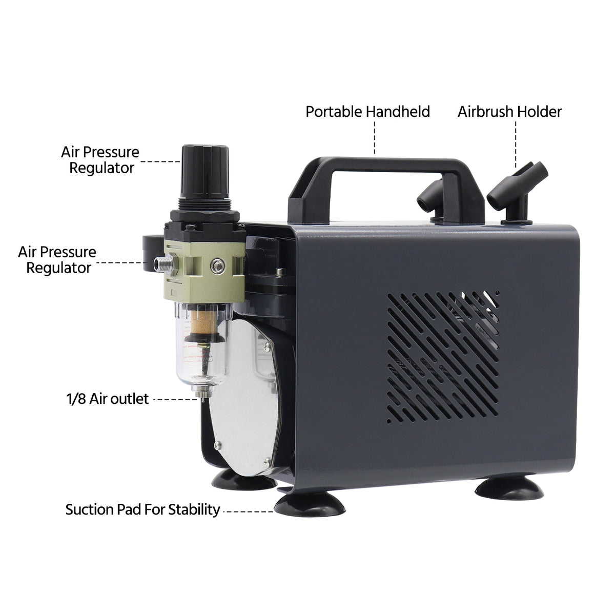 Switzer 1/5 HP Airbrush Compressor Metal Box Design