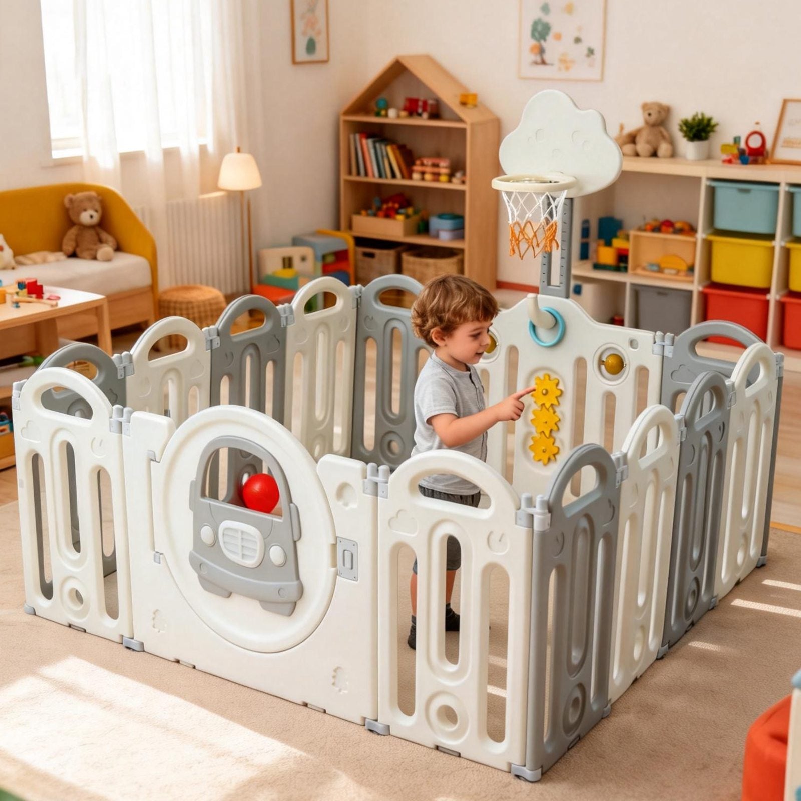 GALACTICA Foldable Baby Plaype Grey and White