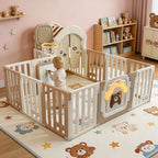 GALACTICA Baby Playpen Playhouse Khaki and White