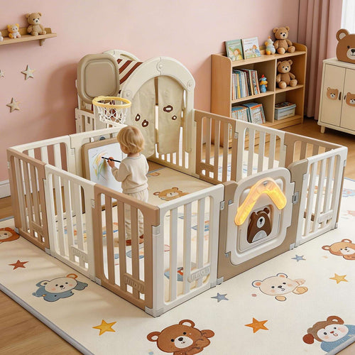 GALACTICA Baby Playpen Playhouse Khaki and White