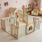 GALACTICA Baby Playpen Playhouse Khaki and White