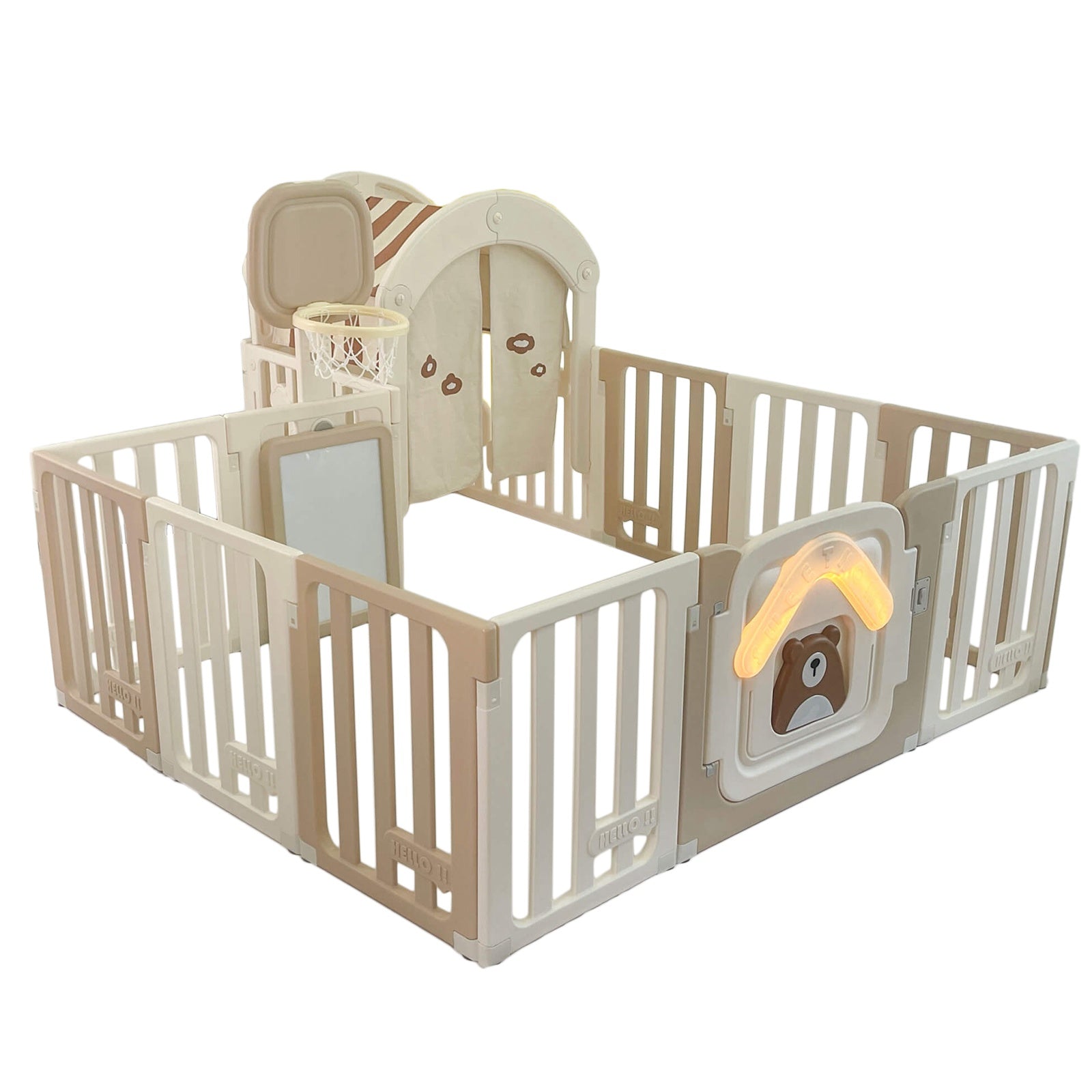 GALACTICA Baby Playpen Playhouse Khaki and White