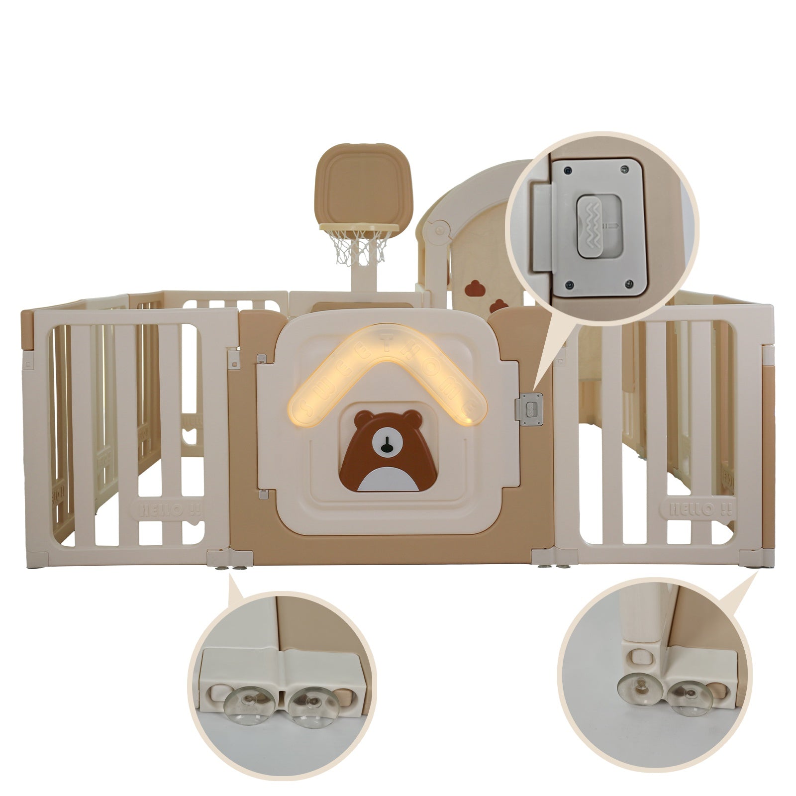 GALACTICA Baby Playpen Playhouse Khaki and White