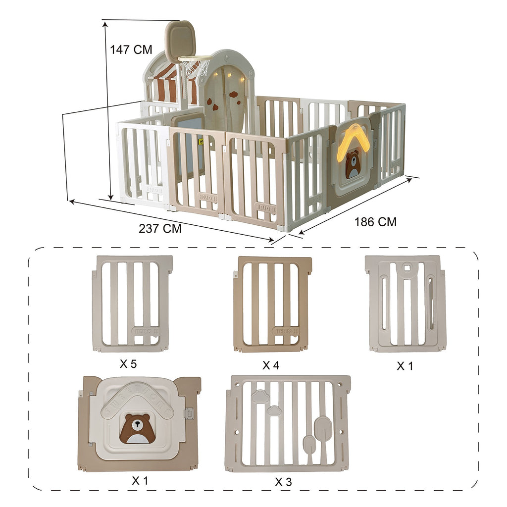 GALACTICA Baby Playpen Playhouse Khaki and White