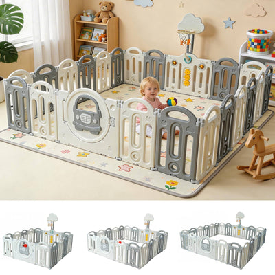GALACTICA Foldable Baby Plaype Grey and White