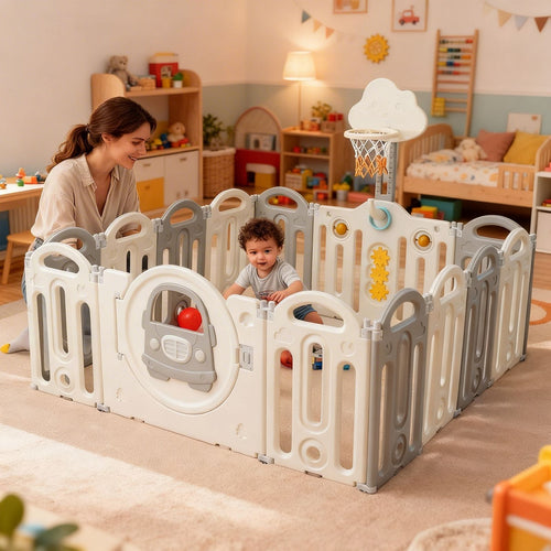 GALACTICA Foldable Baby Plaype Grey and White