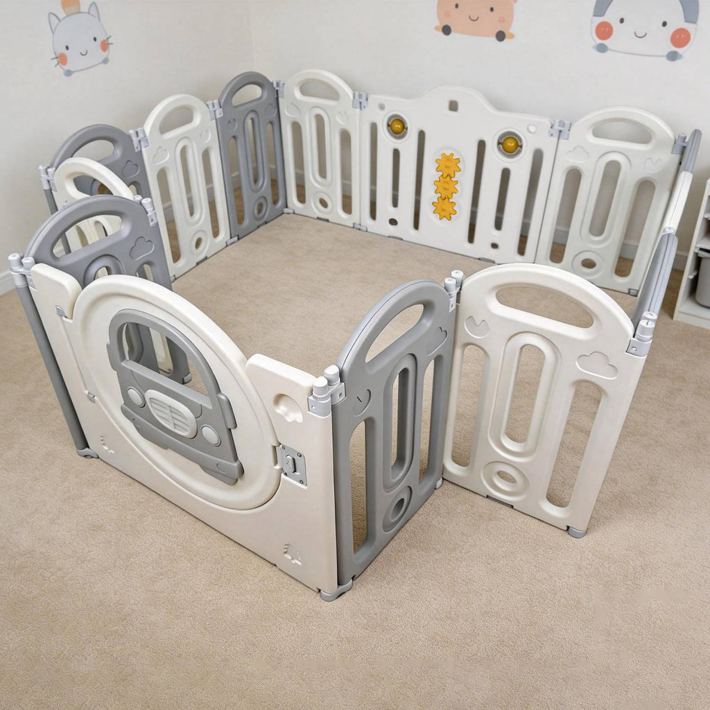 GALACTICA Baby Playpen Foldable Toddler Play Yard with Basketball Hoop in 3 Size