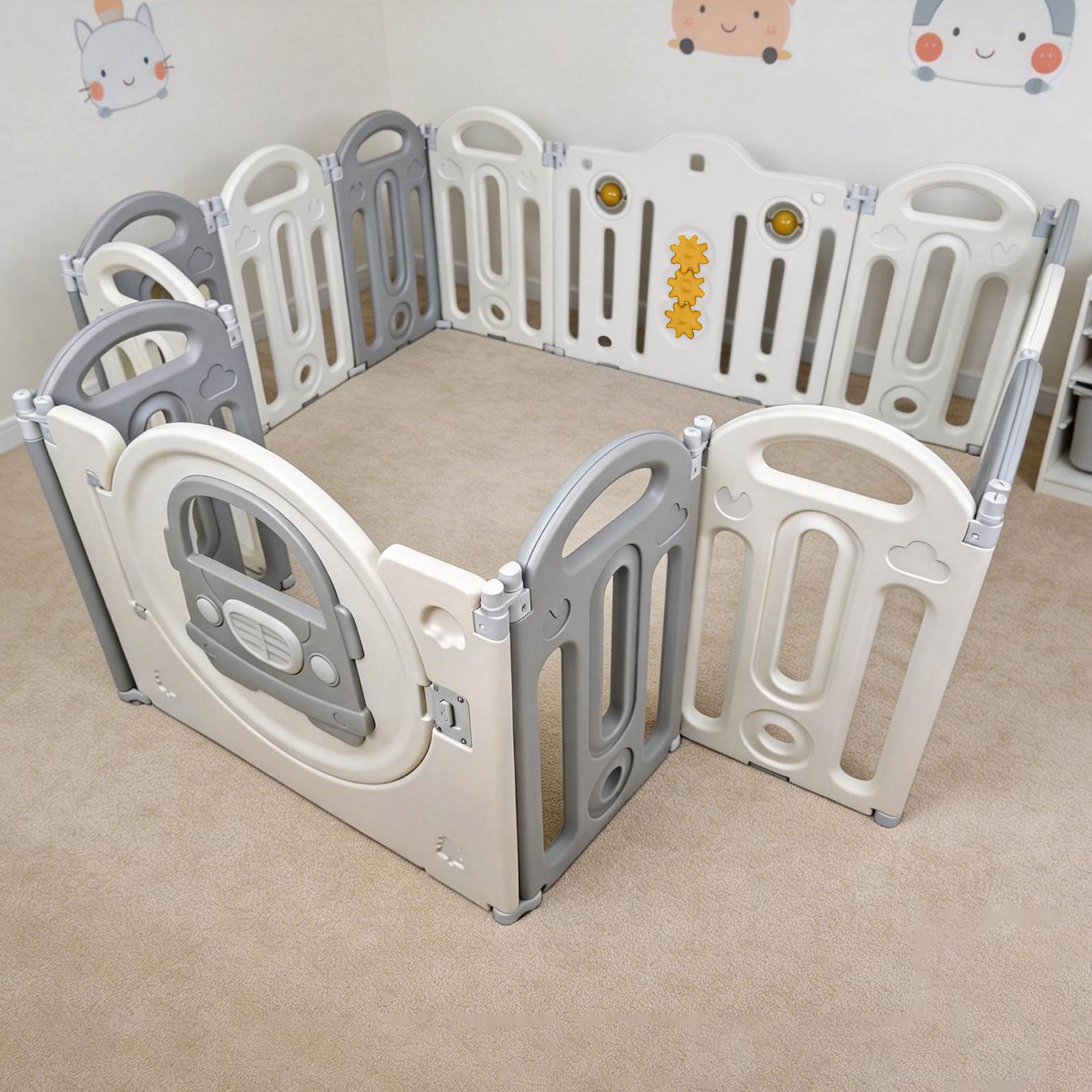 GALACTICA Foldable Baby Plaype Grey and White