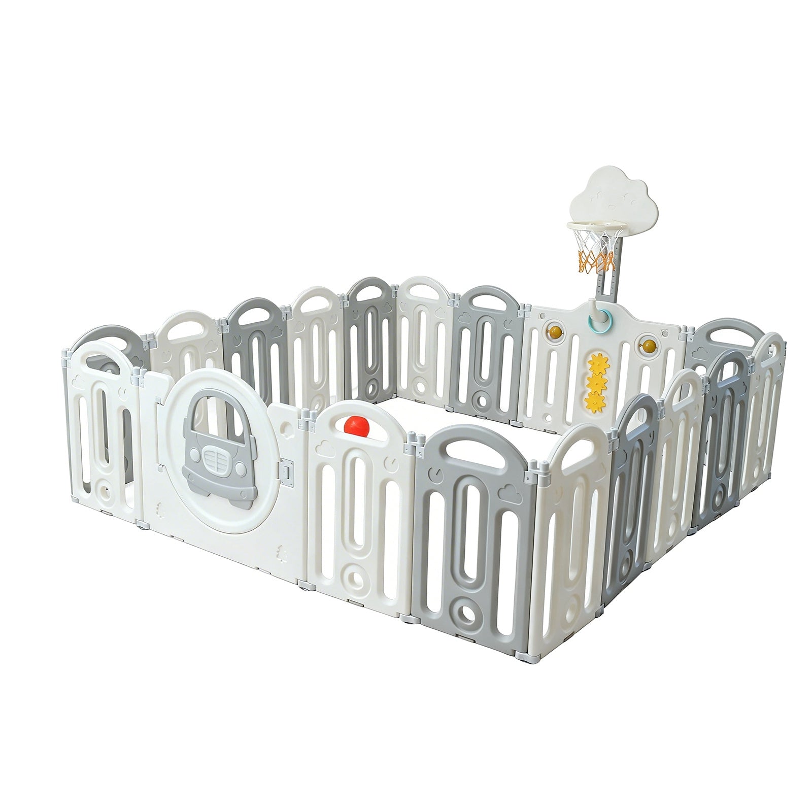 GALACTICA Foldable Baby Plaype Grey and White