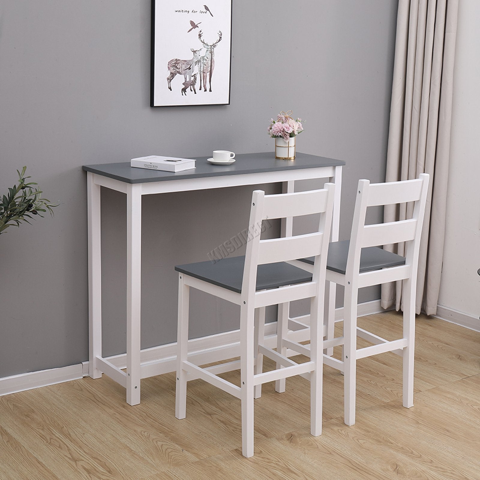 WestWood Bar Table 2 X Stools Dining Chair Set