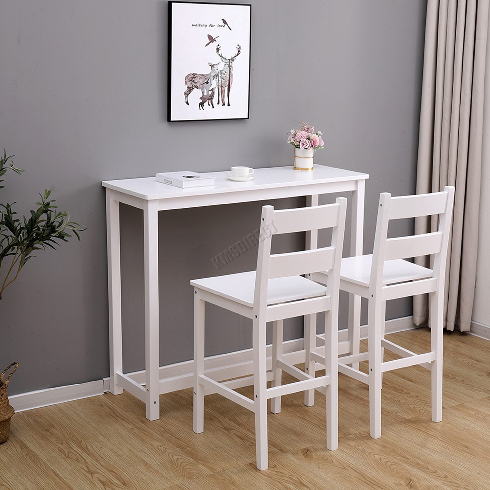 WestWood Bar Table 2 X Stools Dining Chair Set