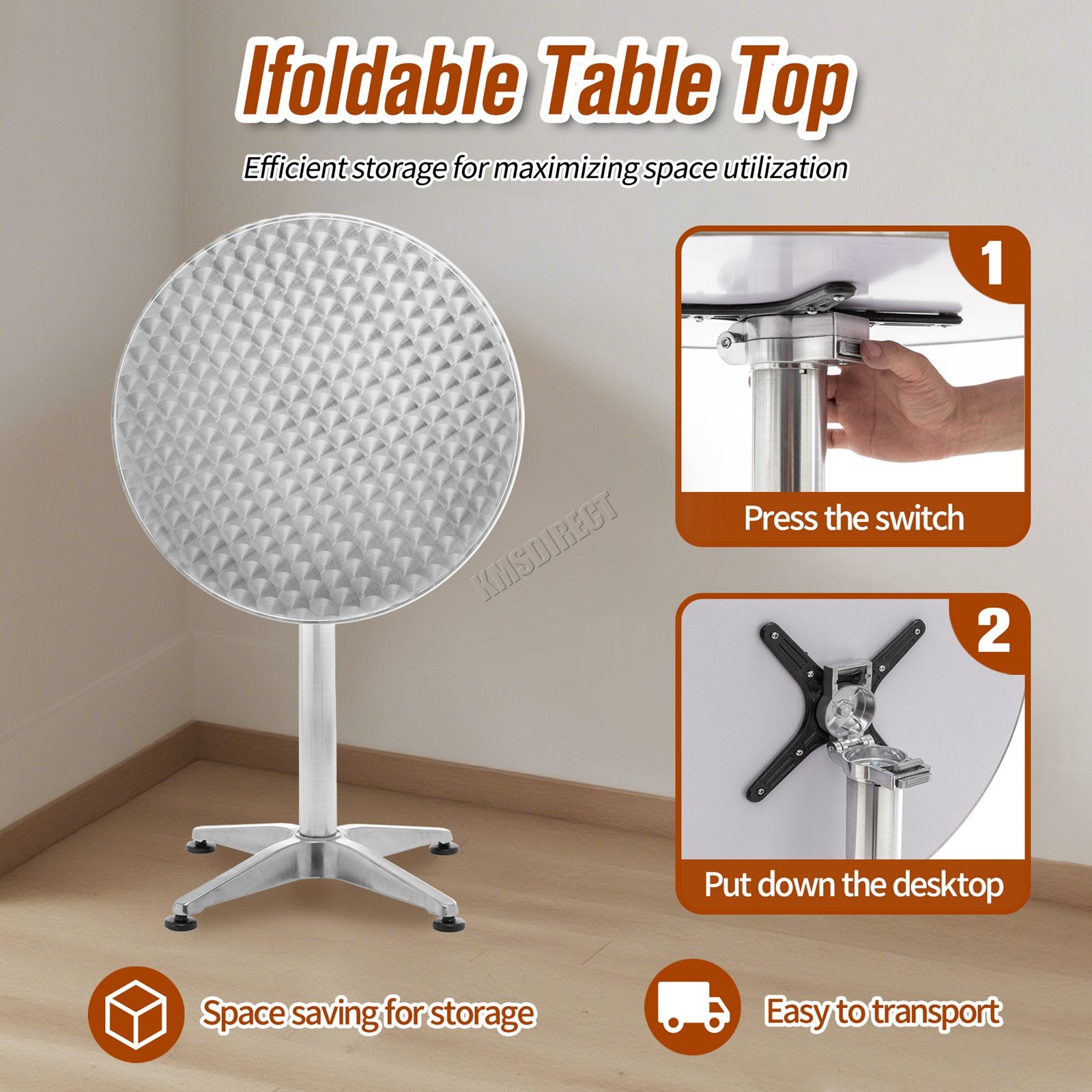 WestWood Bar Table Foldable Silver