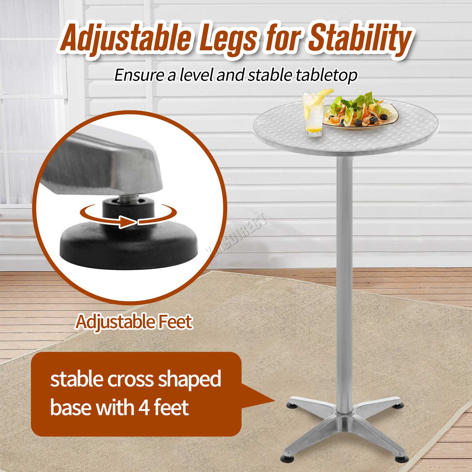 WestWood Bar Table Foldable Silver
