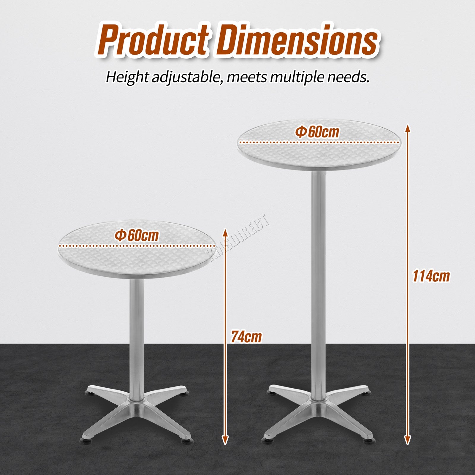 WestWood Bar Table Foldable Silver