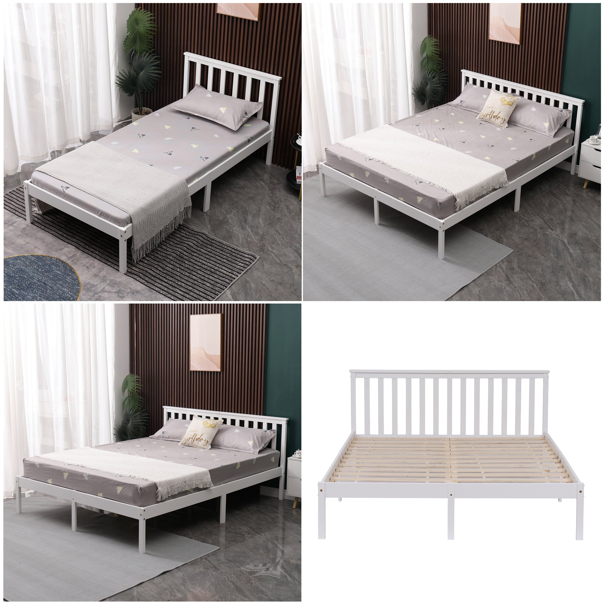 WestWood Single Double King Bed Solid Pine Frame Bedroom Furniture Low Foot End