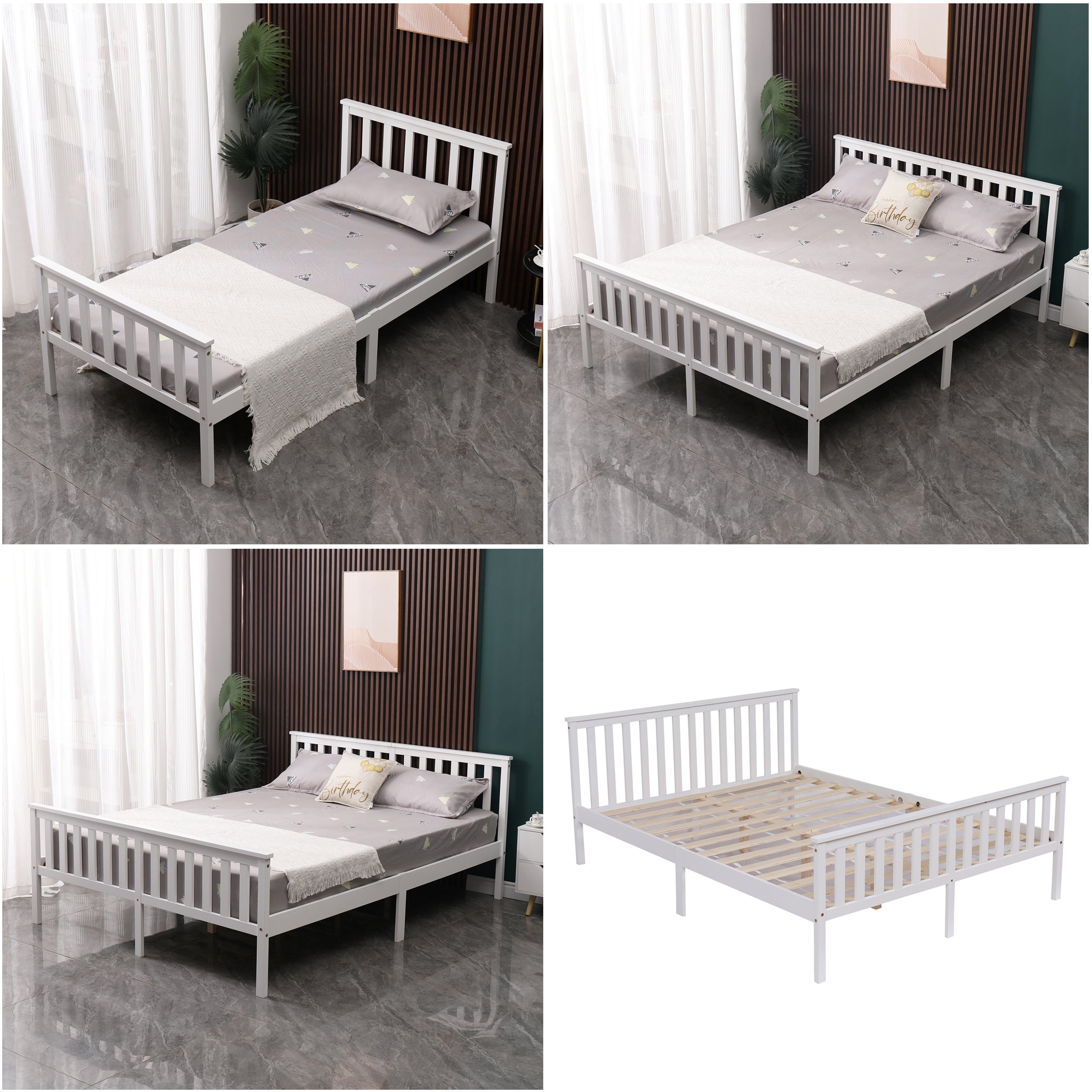 WestWood Single Double King Wood Bed Solid Pine Frame Footboard