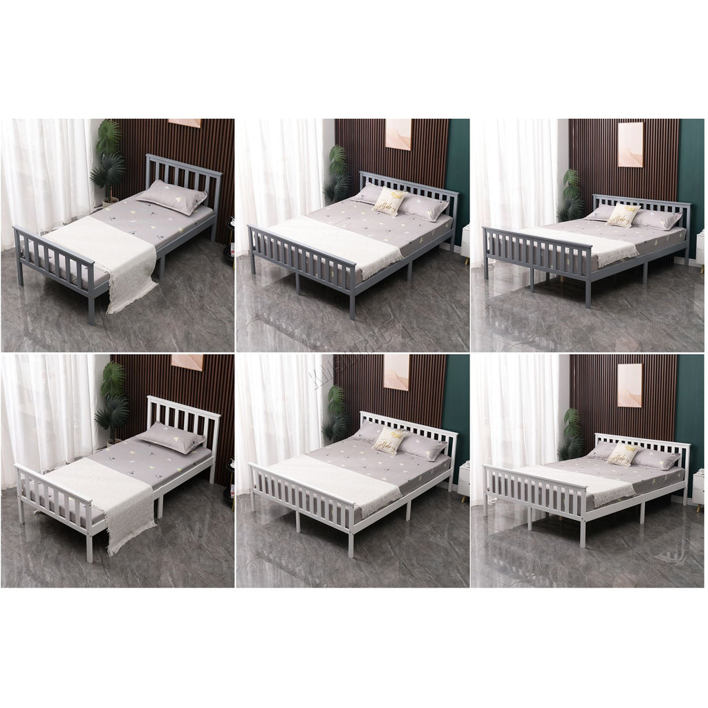 WestWood Single Double King Wood Bed Solid Pine Frame Footboard