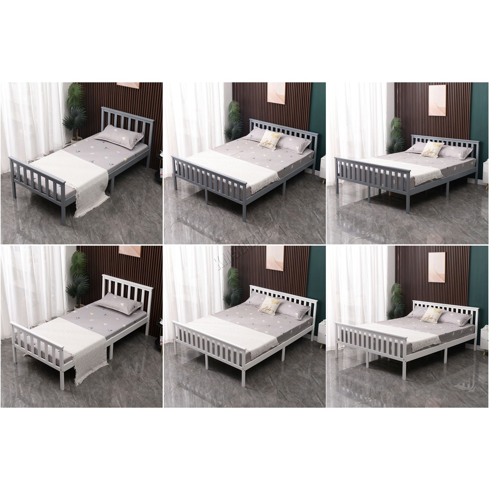 WestWood Single Double King Wood Bed Solid Pine Frame Footboard