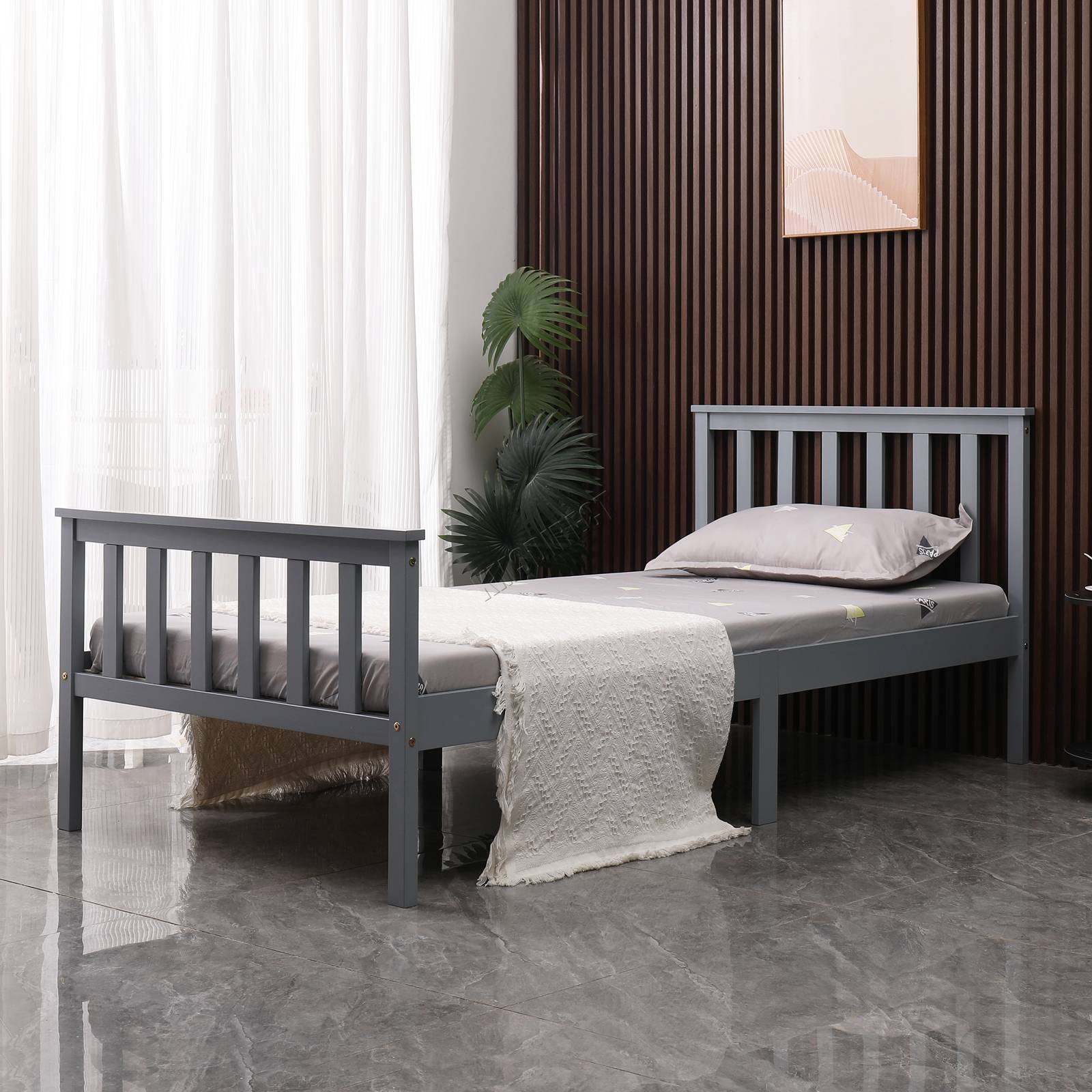 WestWood Single Double King Wood Bed Solid Pine Frame Footboard