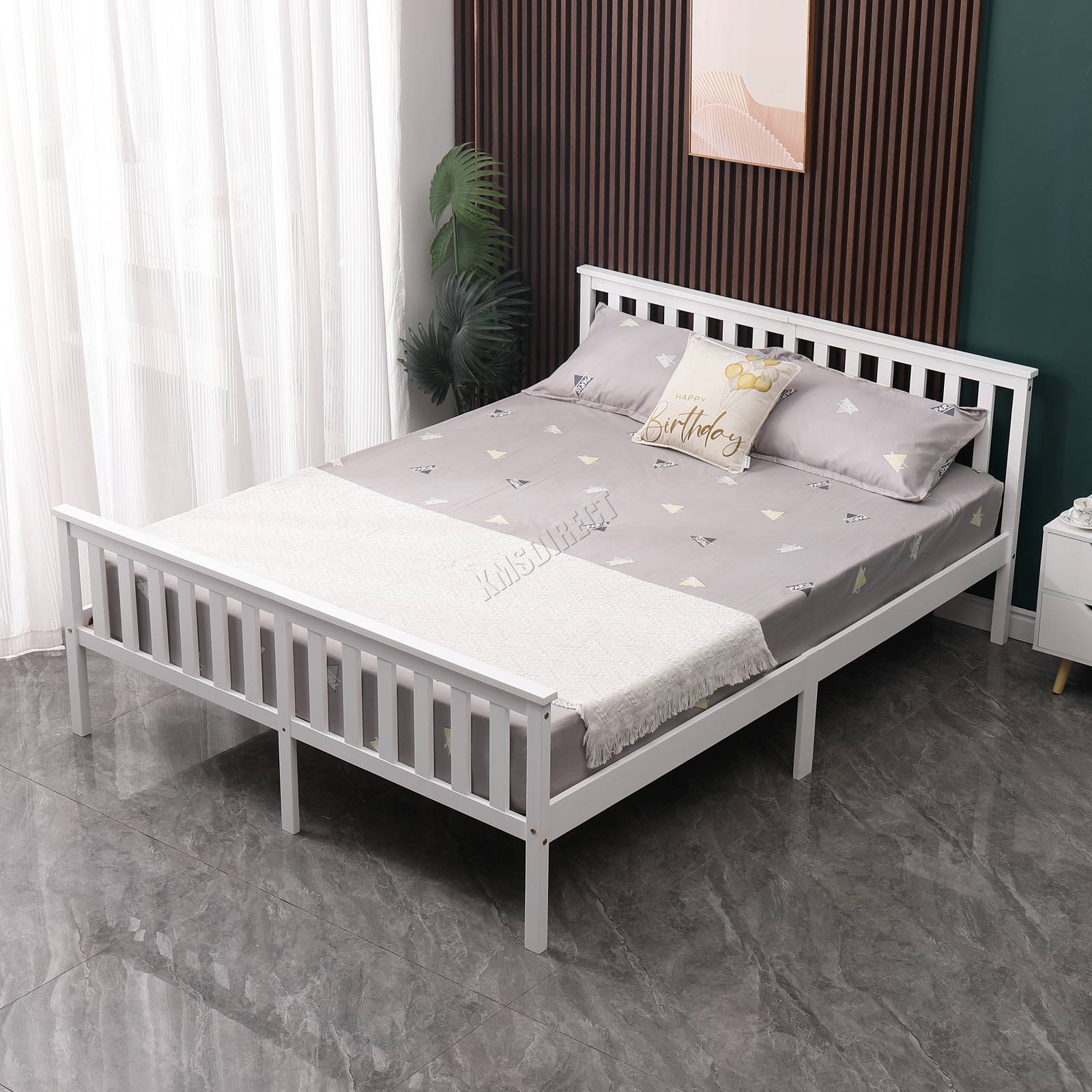 WestWood Single Double King Wood Bed Solid Pine Frame Footboard