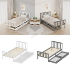 WestWood Wooden Single Bed Frame with Storage Drawer Kids Adult