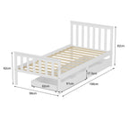 WestWood Wooden Single Bed Frame with Storage Drawer Kids Adult