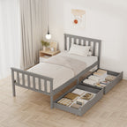 WestWood Wooden Single Bed Frame with Storage Drawer Kids Adult