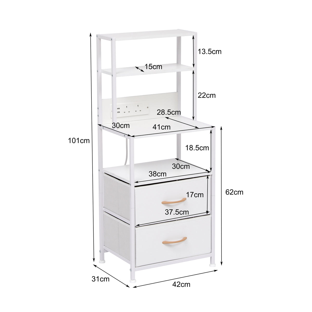 WestWood Wood Bedside Table White WW-WBT01