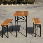 BIRCHTREE 3PCS Folding Beer Table Set 117cm Natural