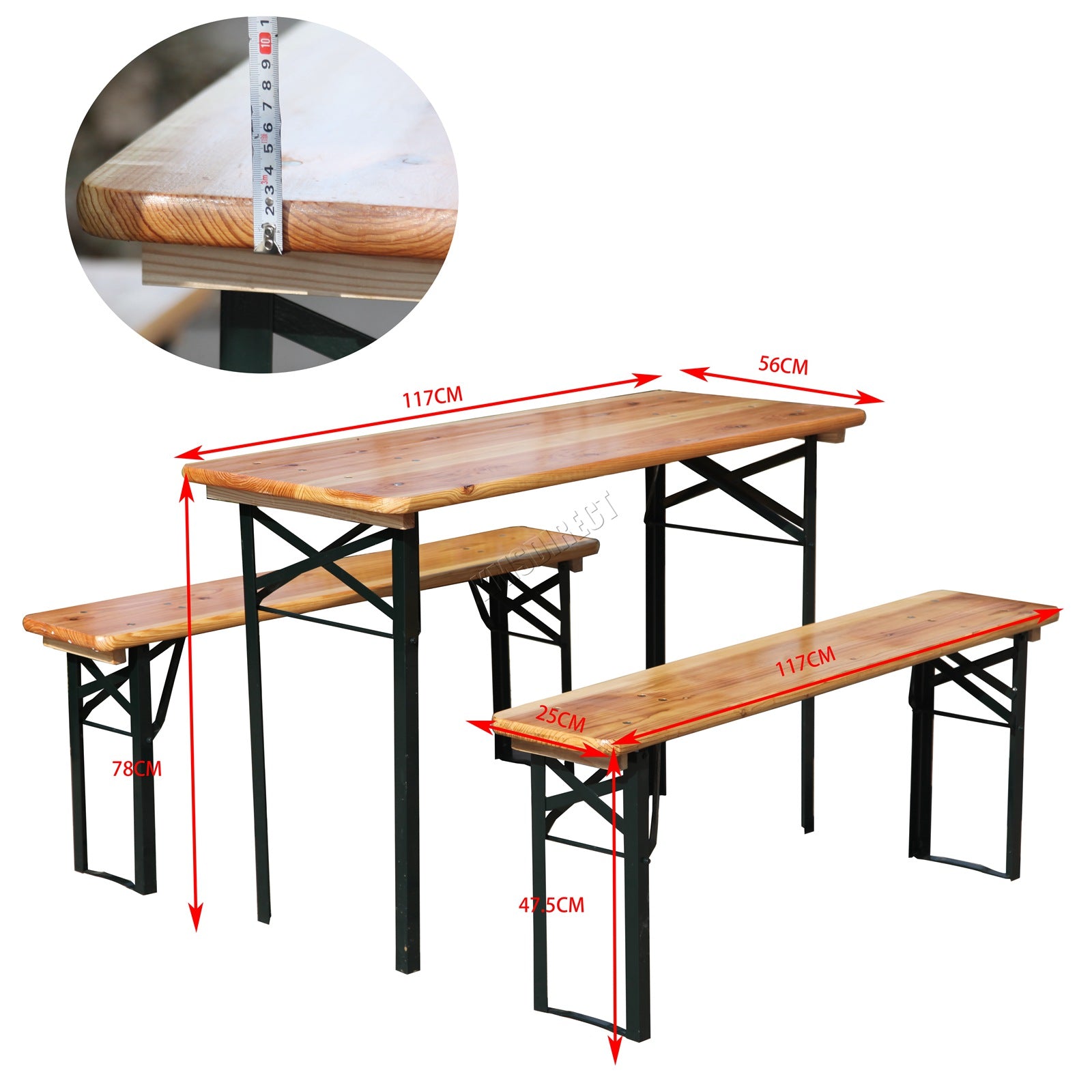 Birchtree Folding Beer Table Set 117cm