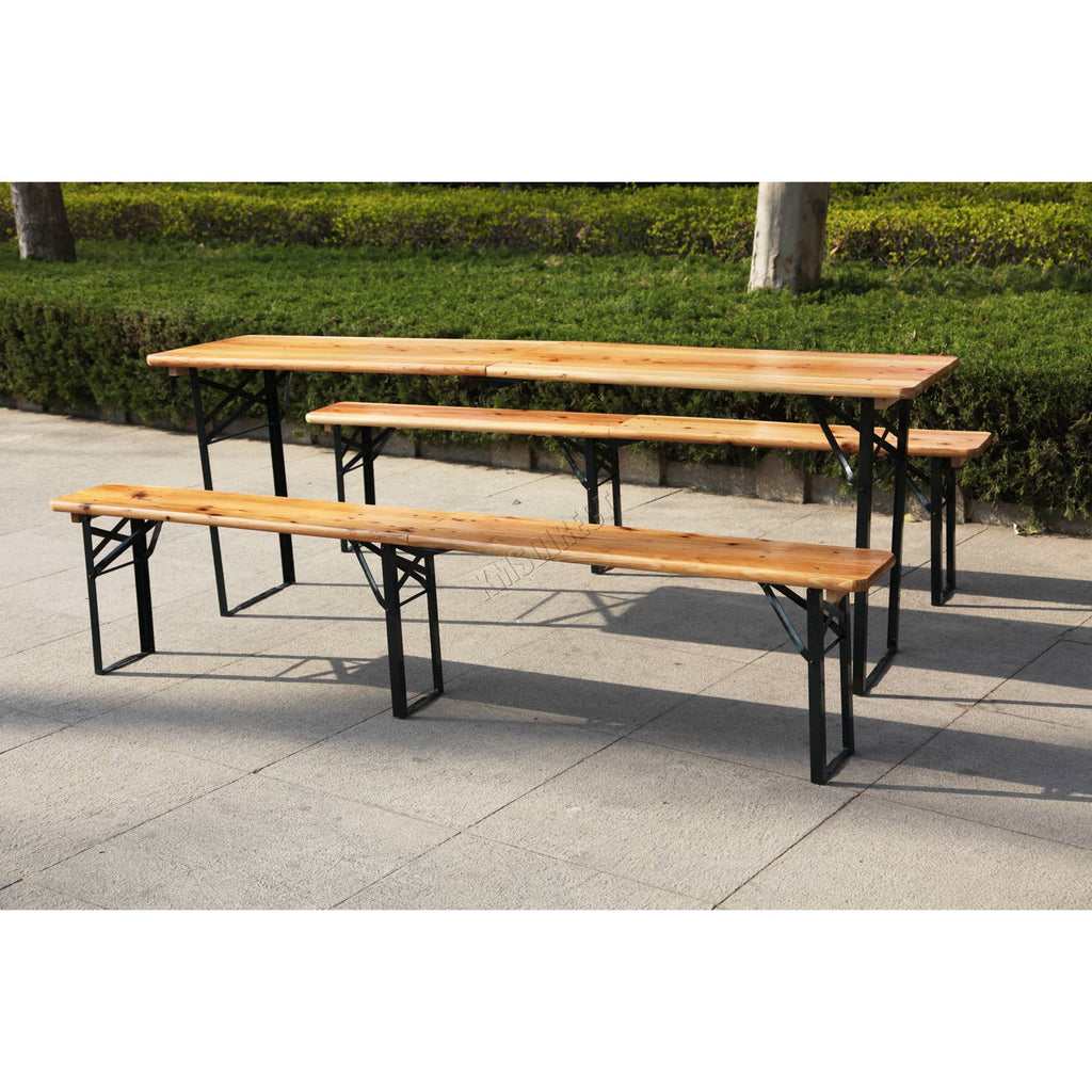 BIRCHTREE 3PCS Folding Beer Table Set 220cm Natural