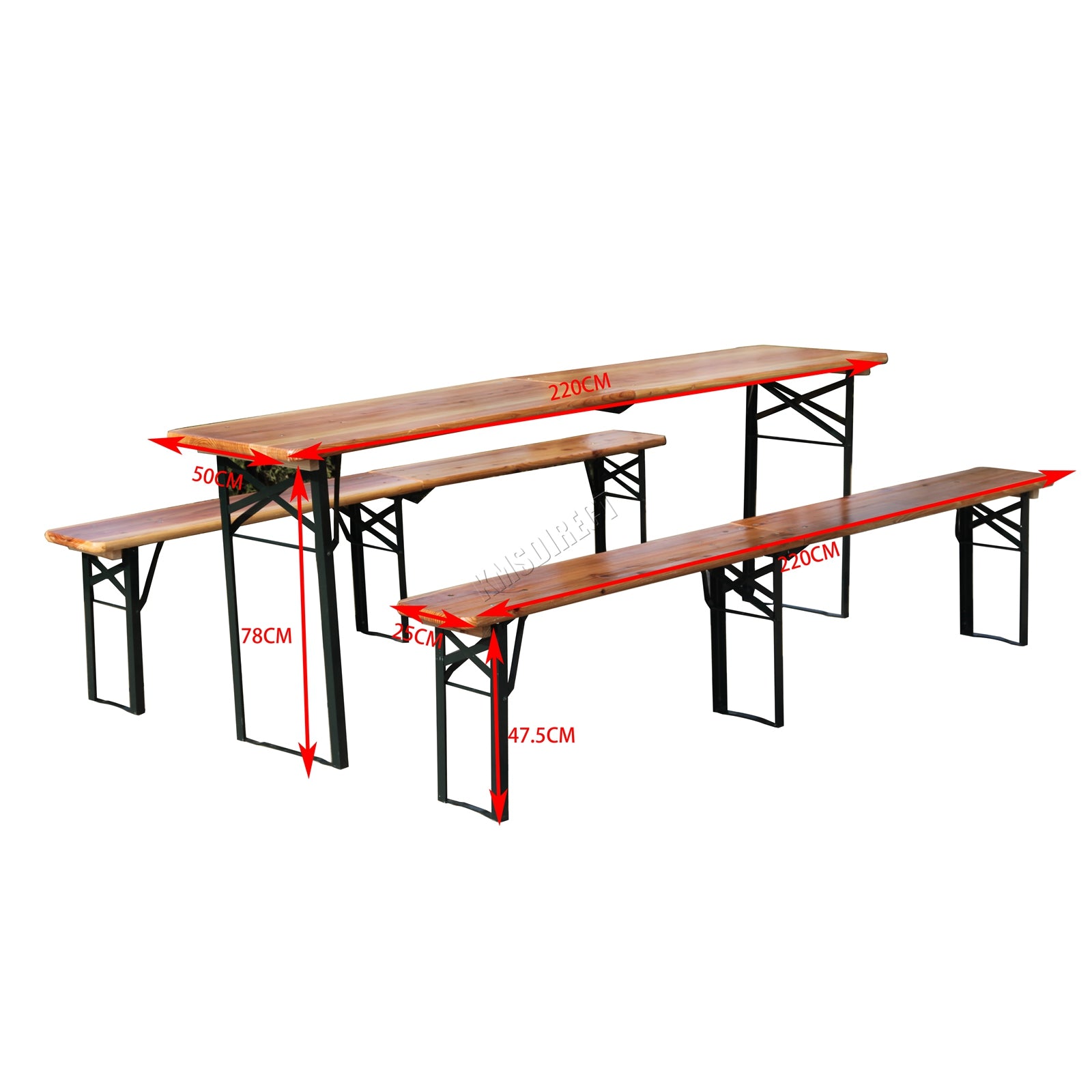 BIRCHTREE 3PCS Folding Beer Table Set 220cm Natural