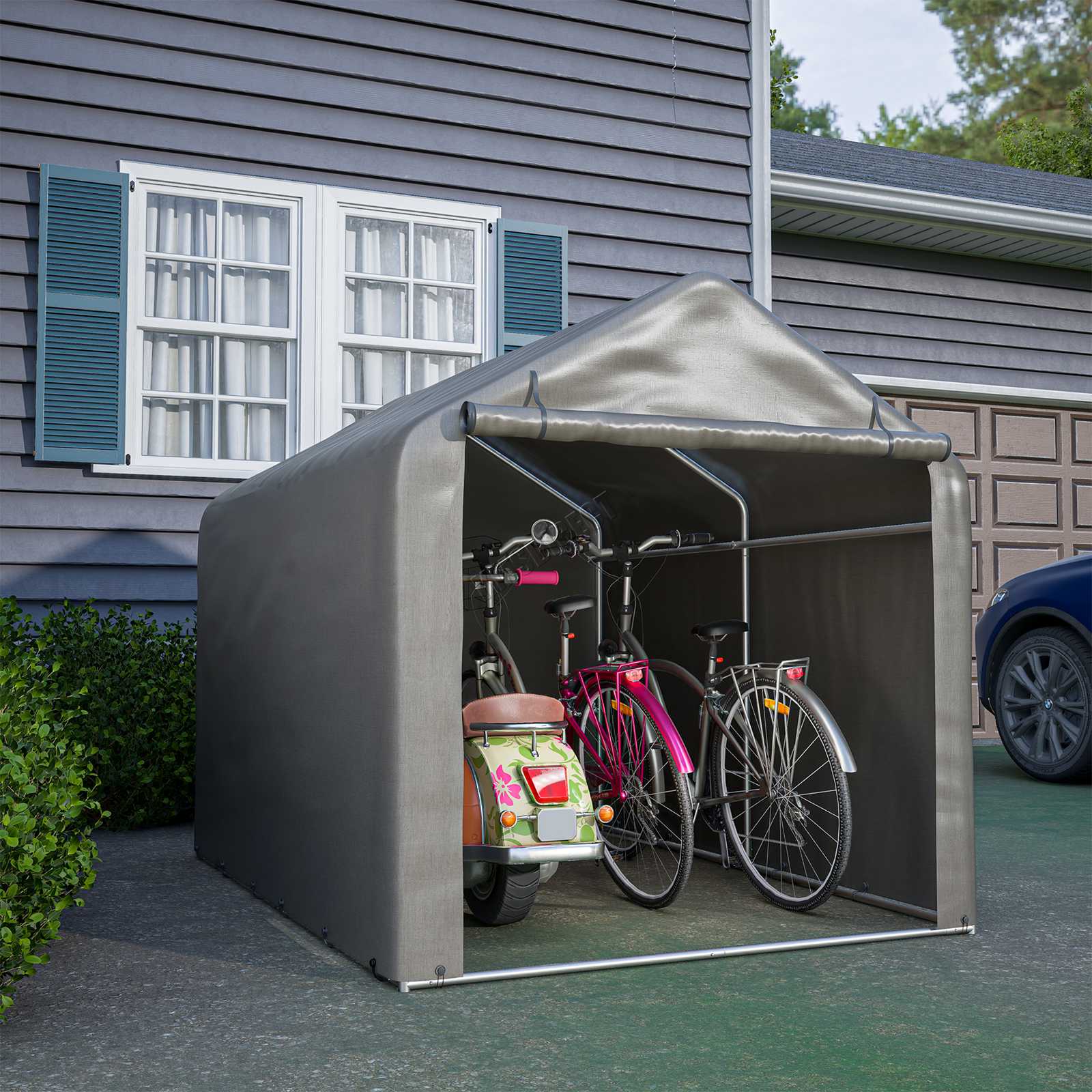 BIRCHTREE Bike Storage Tent PE Cover Waterproof Grey
