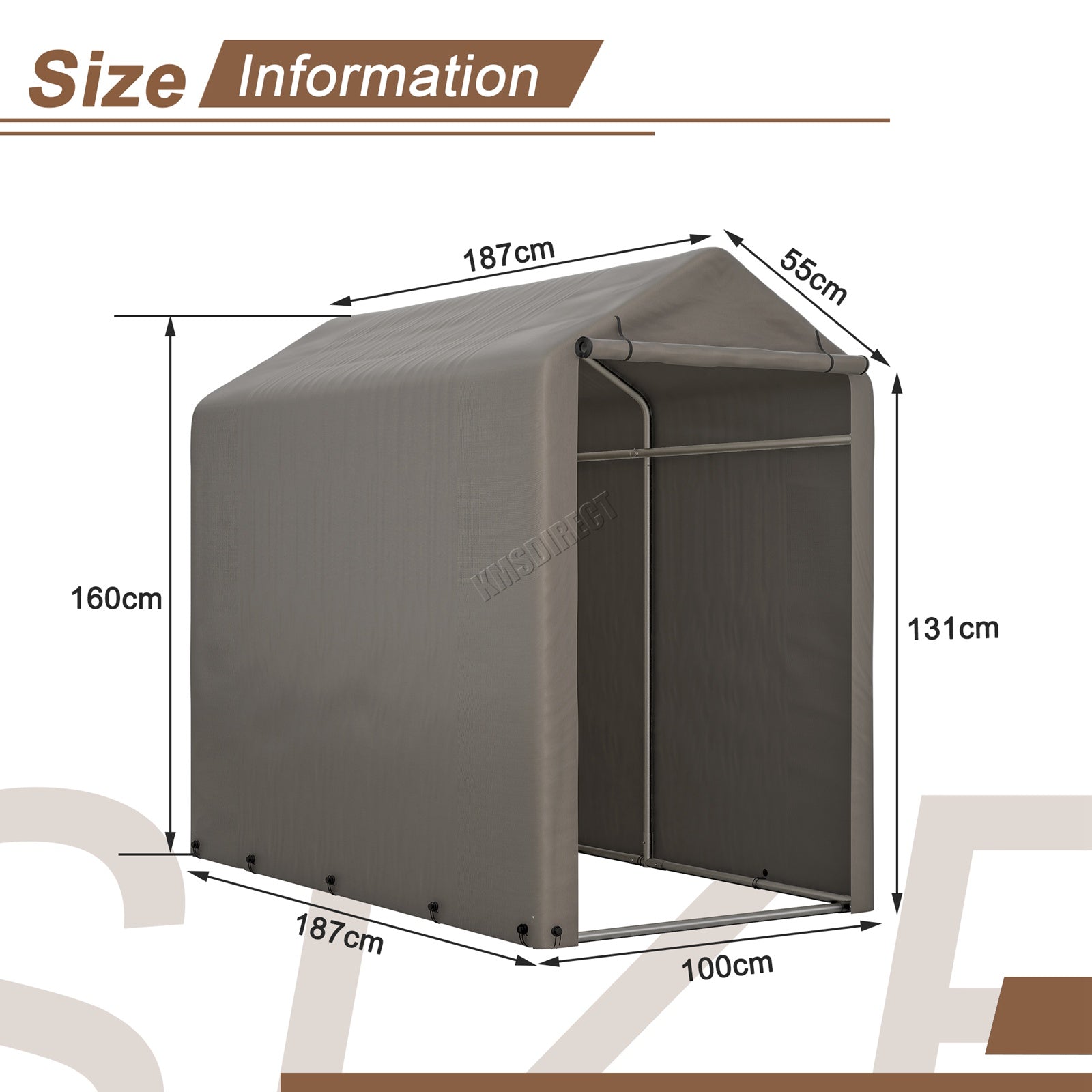 BIRCHTREE Bike Storage Tent PE Cover Waterproof Grey