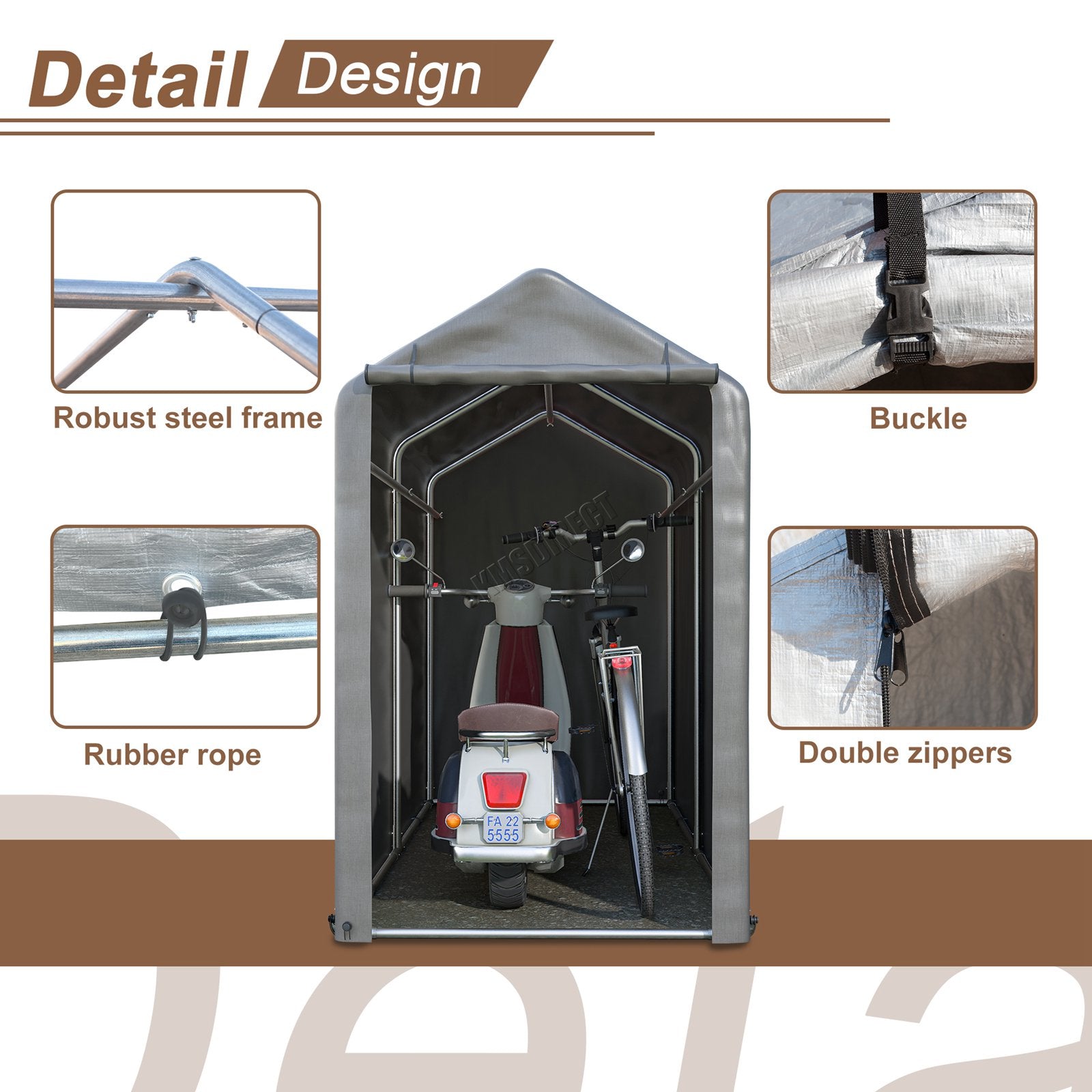BIRCHTREE Bike Storage Tent PE Cover Waterproof Grey