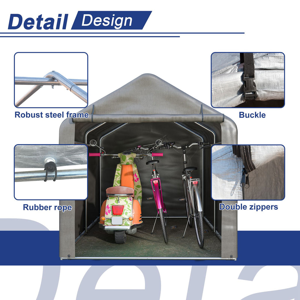 BIRCHTREE Bike Storage Tent PE Cover Waterproof Grey