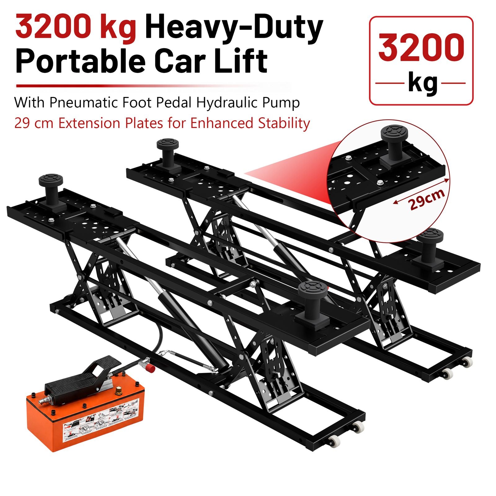 SwitZer Pneumatic Car Lift 7000LBS Black