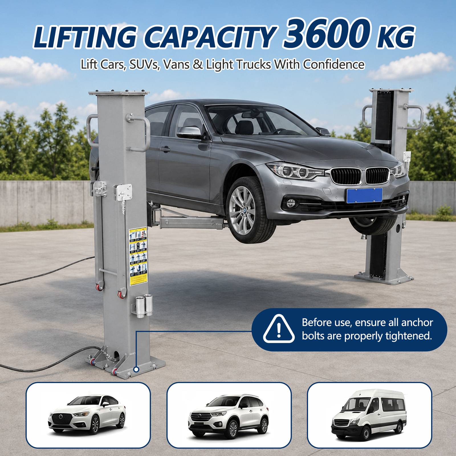 SwitZer Two Post Hydraulic Car Lift 8000lbs Grey
