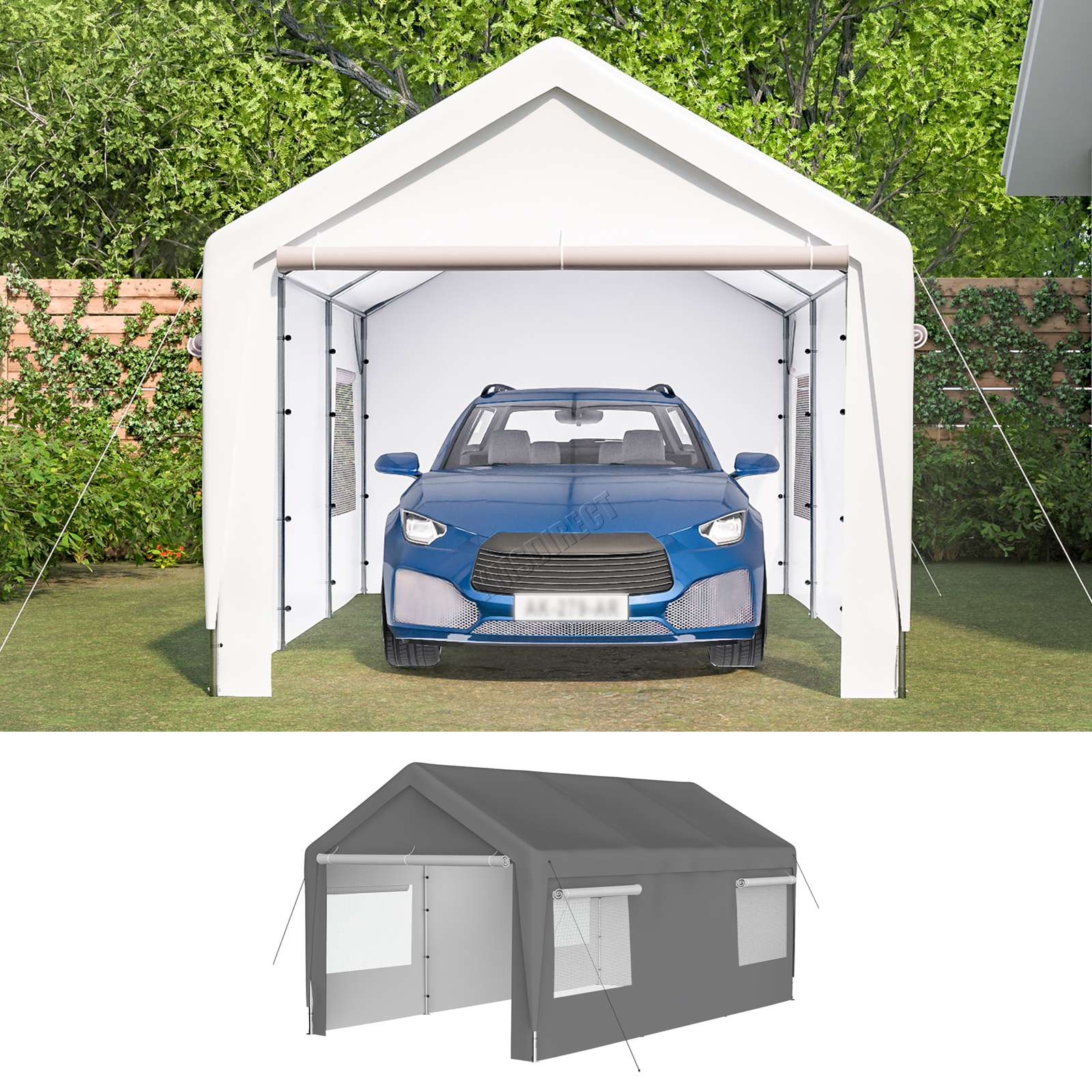 BIRCHTREE Carport 10x20ft PE Shed Sidewalls and Windows